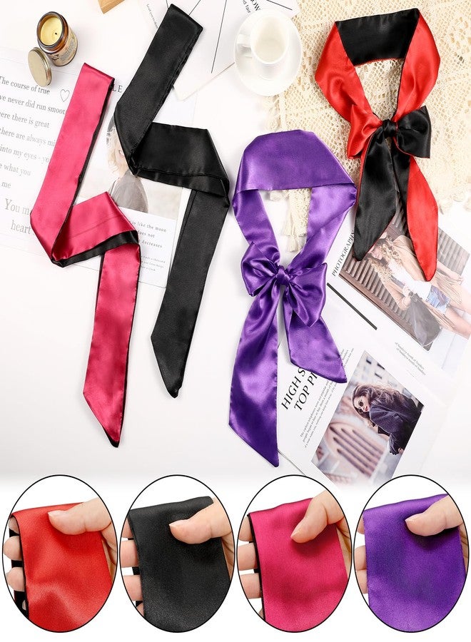 VZZNN 4 Pcs Satin Eye Mask for Sleeping 146cm Adjustable Eye Masks for Sleep Silk Blindfold for Adults Couples Couples Travel Nap Meditation Valentine GiftMulticolor Blindfold - Image 4